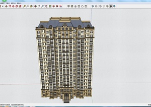 新古典风格独栋高层住宅单元楼建筑设计SU(草图大师)模型