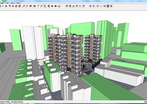 某现代多层住宅建筑设计SU(草图大师)模型1