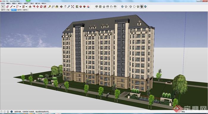 某11层住宅楼建筑设计SU模型