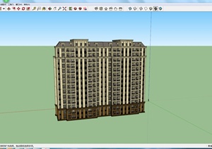 某现代风格电梯房高层住宅建筑设计SU(草图大师)模型