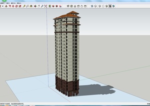 某高层住宅大楼建筑SU(草图大师)模型参考