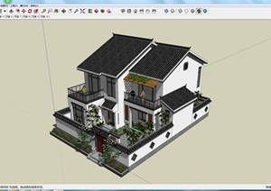 某三层私人住宅楼建筑设计SU(草图大师)模型