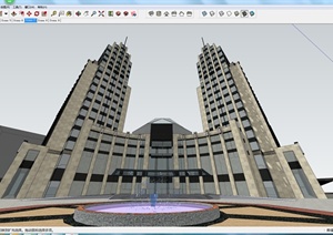 某高层商业建筑楼设计SU(草图大师)模型（含景观）