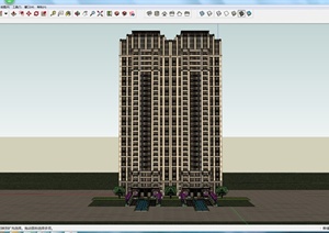 某双拼高层住宅建筑设计SU(草图大师)模型