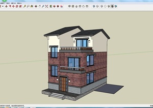 某三层带露台别墅建筑设计SU(草图大师)模型