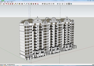 一栋11层住宅楼建筑设计SU(草图大师)模型