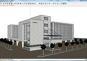 某地一现代风格办公楼建筑设计SU(草图大师)模型
