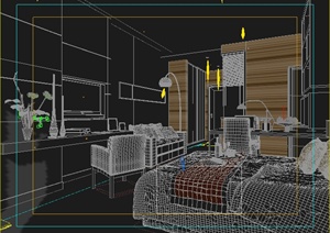 现代简约风格单身公寓室内装饰3DMAX模型