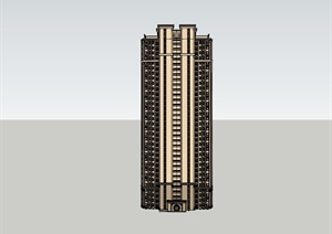 某欧式高层电梯房办公楼建筑设计SU(草图大师)模型