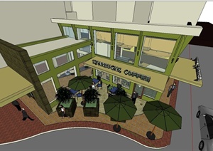某咖啡店建筑和室内设计SU(草图大师)模型