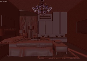 某现代简约式风格住宅卧室装修方案3DMAX模型