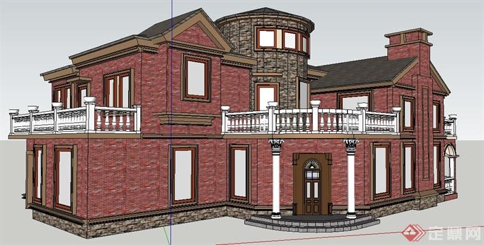 一栋新古典风格住宅建筑设计su模型(2)