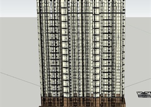 某新古典风格高层电梯住宅建筑设计SU(草图大师)模型