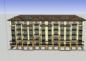某欧式六层商业住宅建筑设计SU(草图大师)模型