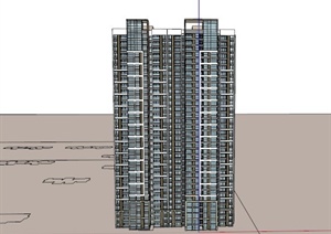 某现代高层办公电梯房建筑设计SU(草图大师)模型