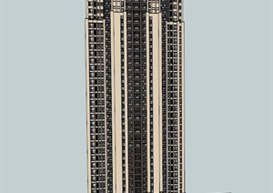某现代超高层电梯住宅建筑设计SU(草图大师)模型