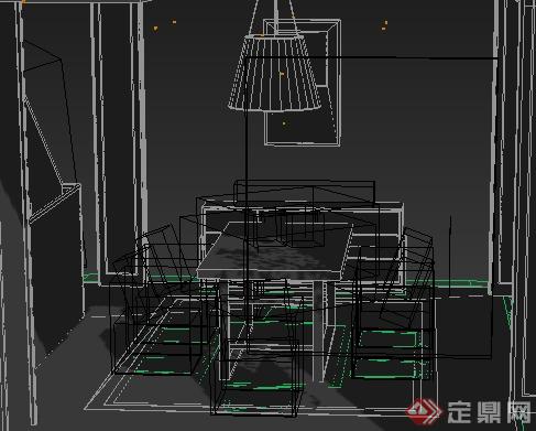 现代别墅简约风格客厅餐厅装修设计3DMAX模型(2)