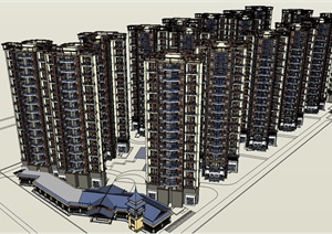 某小区高层住宅建筑设计SU(草图大师)模型1