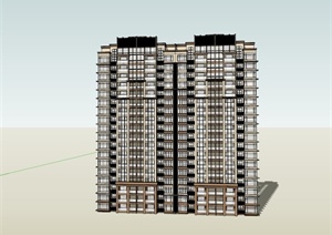 某现代高层电梯房办公建筑设计SU(草图大师)模型