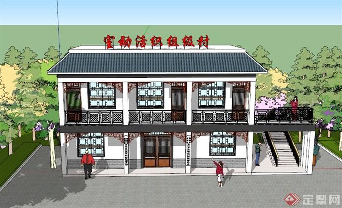 某地现代乡村组织活动室建筑设计su模型