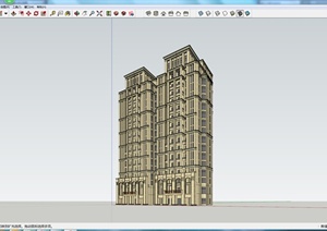 一栋16层住宅楼建筑设计SU(草图大师)模型