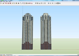 两栋高层住宅楼建筑设计SU(草图大师)模型2