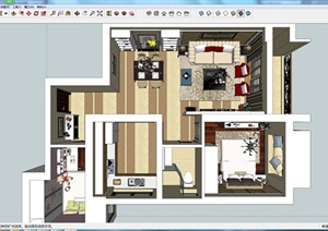 某个室内住宅空间设计SU(草图大师)模型参考