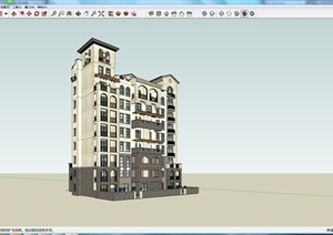 某欧式风格小高层住宅建筑设计SU(草图大师)模型