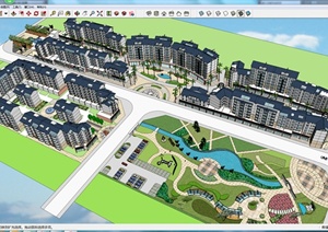某居住社区景观规划设计SU(草图大师)模型（含建筑）