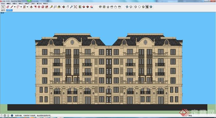 某新古典风格七层住宅建筑设计su模型
