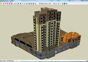某16层商住楼建筑设计SU(草图大师)模型