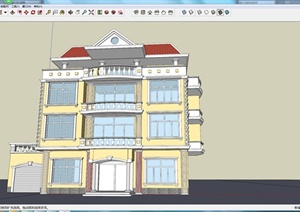 某个3层住宅楼建筑设计SU(草图大师)模型