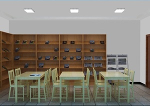 民俗展厅、棋室、报刊室、书吧装饰设计效果图（带部分模型）