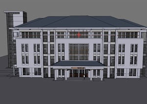 现代某地人民医院大楼建筑设计SU(草图大师)模型