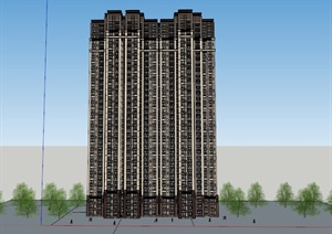 某现代超高层办公楼建筑设计SU(草图大师)模型