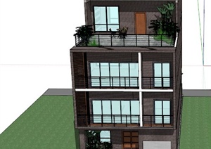 某现代中式三层住宅建筑设计US模型