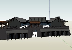 某古典中式文化展览建筑设计SU(草图大师)模型