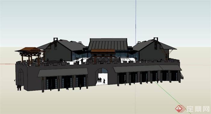 某古典中式文化展览建筑设计SU模型(1)