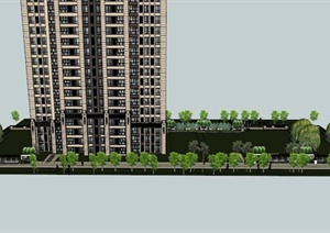 某现代高层办公建筑景观设计SU(草图大师)模型