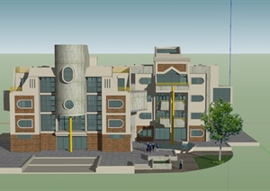 某现代大学实验楼建筑设计SU(草图大师)模型