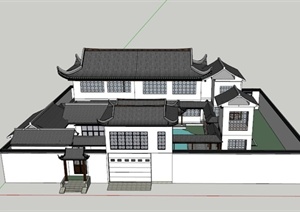 古典中式某纪念馆建筑设计SU(草图大师)模型