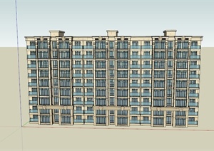 某现代多层中学教学楼建筑设计SU(草图大师)模型