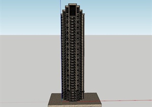 某现代超高层电梯办公楼建筑设计SU(草图大师)模型