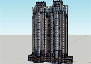 现代某高层办公楼电梯房建筑设计SU(草图大师)模型