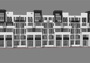 某现代简约五层住宅建筑设计SU(草图大师)模型