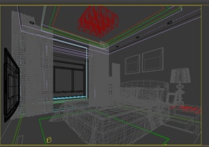 一个简约风卧室空间设计3D模型素材