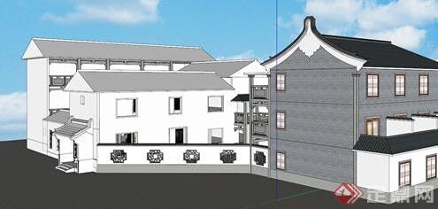 某中式特色居住房建筑SU模型(2)