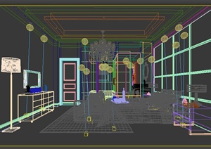 某简约室内卧室装饰设计3D模型素材