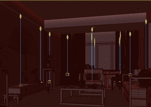 某现代新中式住宅空间客厅餐厅装修设计方案3DMAX模型