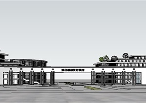 某现代风格职业技术学院学校建筑设计SU(草图大师)模型(含大门）